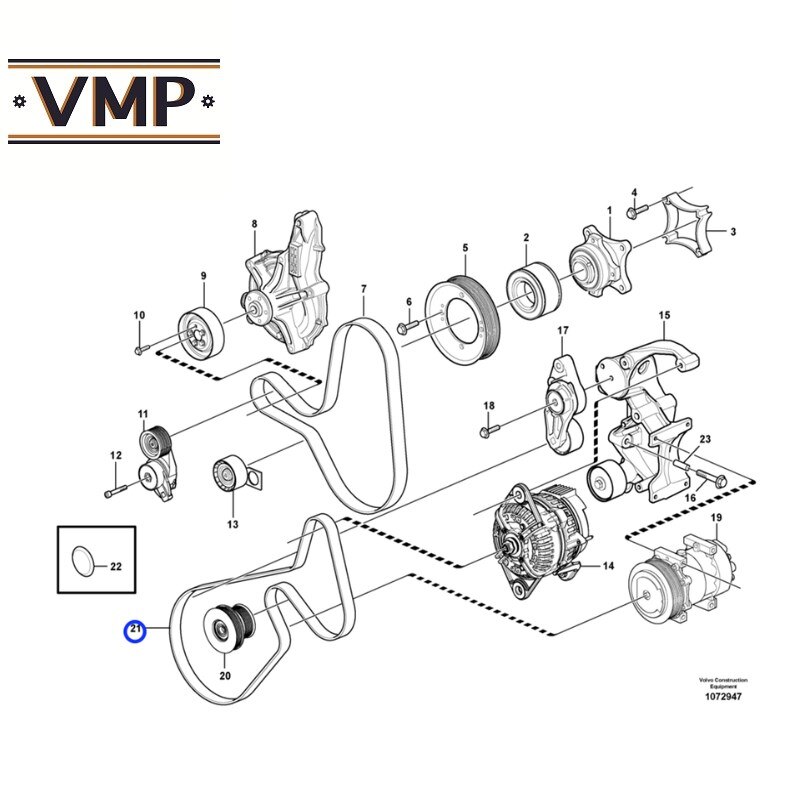 984718 - Multi-Rib Belt for A40F, A40F FS Volvo Ar... – Vicedeal