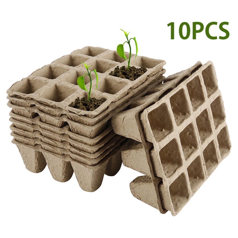 10Pcs Paper Pulp Seed Growing Tray Planting Seed Tray Kit For Garden Grow Box Gardening Supplies Nursery Cup