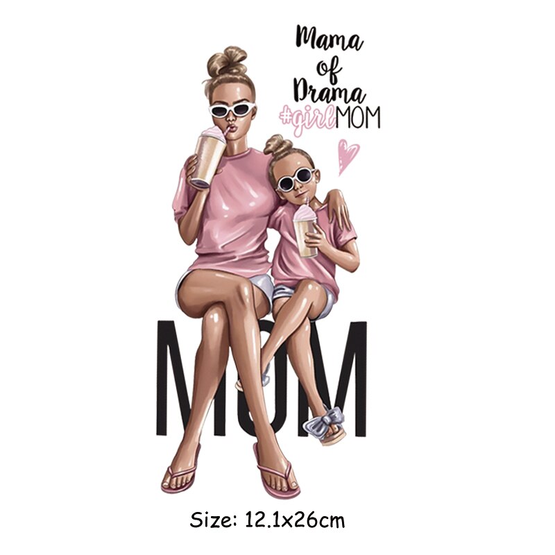 Vrouw moeder thermo sticker op kleding strepen strijken op kleding stickers warmteoverdracht diy thermische patches voor meisjes: 12.126cm