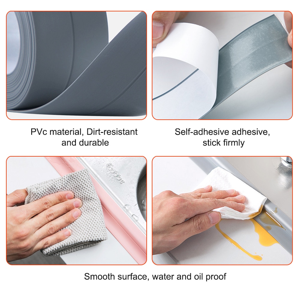 PVC Wasserdichte Wand Band Self Adhesive Riss Abdichtung Streifen Band für Küche Bad Dusche Waschbecken Herd Bad Wand Rand Protector