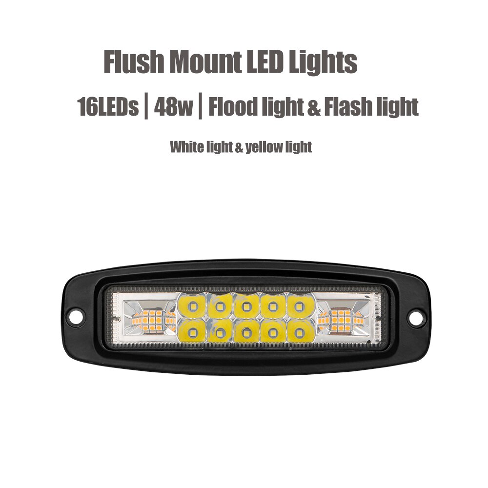 7 Inch Car Flush Mount LED Pod Combo Work Light Bar Fog Lights Auto Led Driving Reversing Lamp ATV SUV Truck Off-road Vehicles: 1pcs 48w flash light