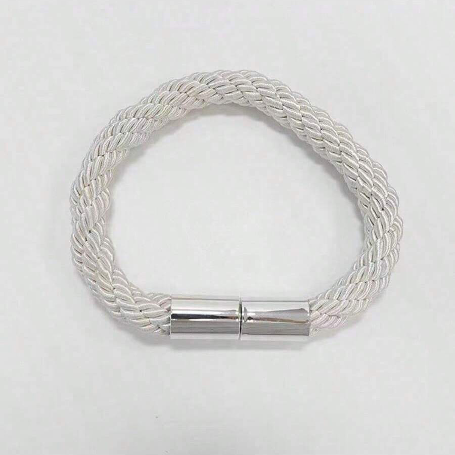 Modern Simple Thick Rope Twist Curtain Tie Rope Without Punching Installation Magnetic Buckle Decorative Home Accessories: WHITE