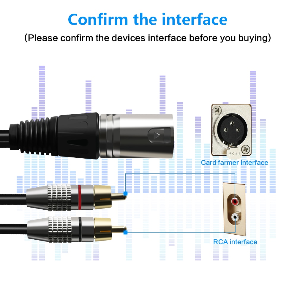 XLR to Dual RCA Audio Cable 2 RCA Male to XLR 3 Pin Female Cannon Amplifier Mixing Plug Cable 1m 1.5m 2m 3m 5m 8m Cannon cable