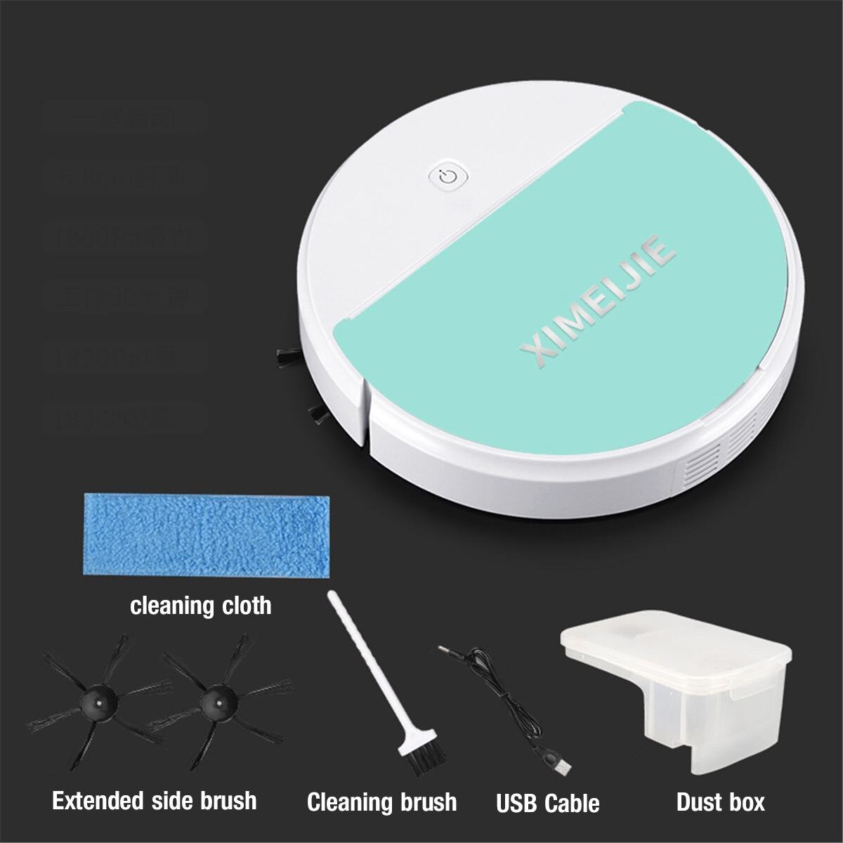 Smart Vacuum Cleaners Robot UV Disinfection Household Cleaning Sweeping Robot UV Sterilizer Strong Suction Vacuum Sweeper: Green