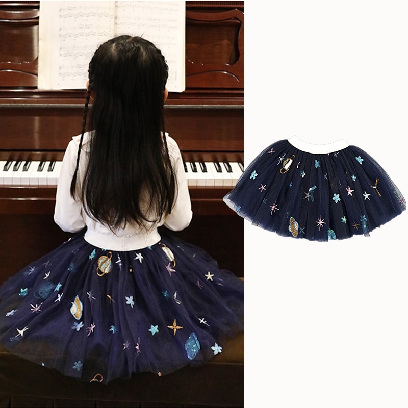 Tyttöjen tutu hame vauvan juhlapuku hame lasten verkkohame lasten tanssihame tytöille juhlahousut space sequin star 3 to 9 v.