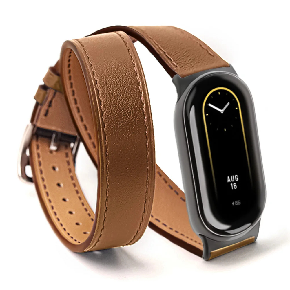 For Mi Band 8 Strap Leather band For Xiaomi Mi Band 9 Wrist Strap Correa Watch Replacement Miband 8 NFC Sports Bracelet Pulseira: Coal Black