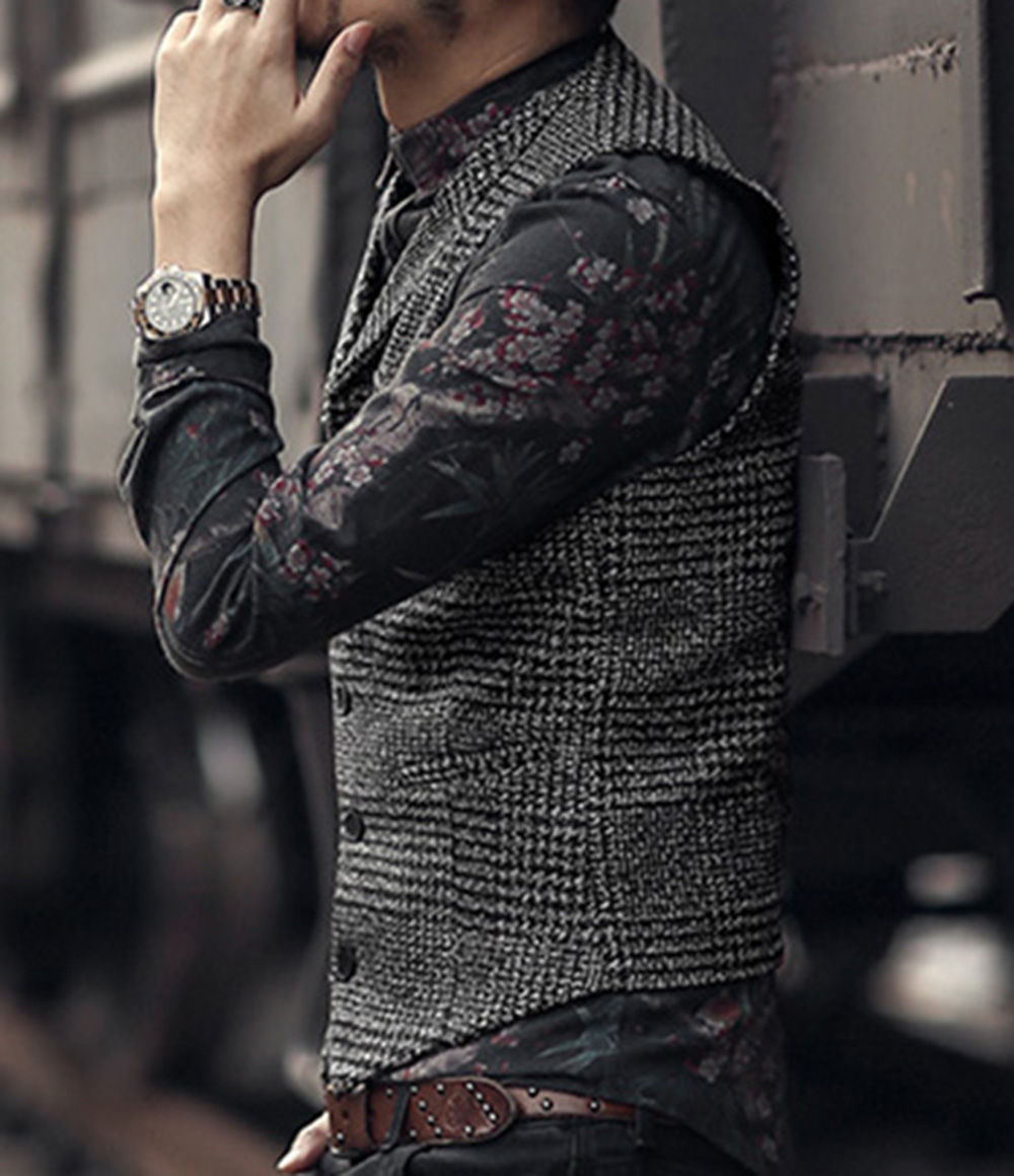 Herren Weste lässig Ärmellose lässig Fischgrät Stoff Elegante V-ausschnitt Tweed Weste für Hochzeit Trauzeugen Herren Weste Weste