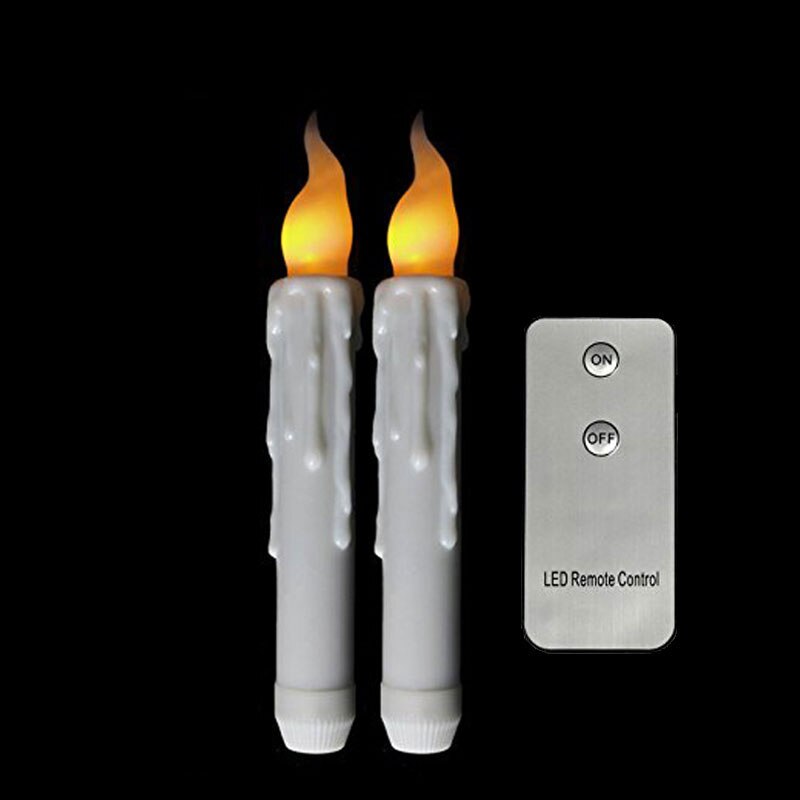 1 oder 2 Stück 16,5 zoll Fernbedienung Dekorative Flammenlose Kerzen, batterie angetrieben Lange Glücklich Geburtstag Leuchter Für Neue Jahr: 2 Stck Gelb hell