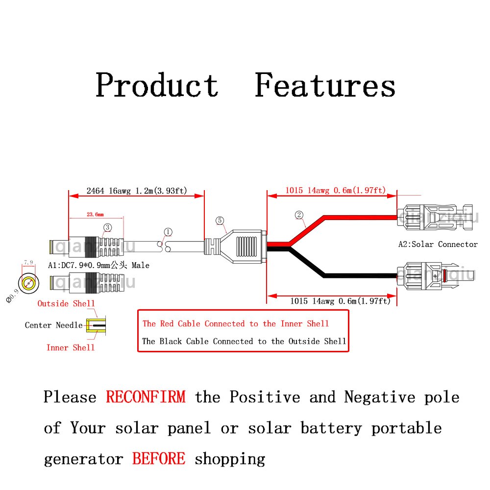 Solar Panel to 8mm Adapter Cable DC Connector with DC 5.5x2.5mm Converter for Portable Backup Power Station