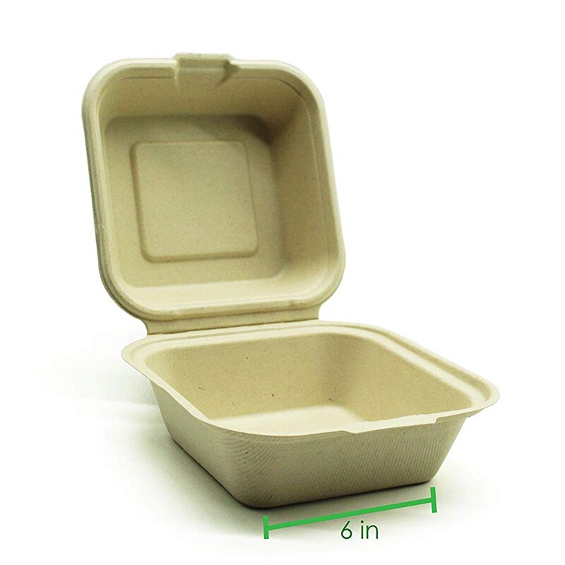 Clamshell Disposable Eco Containers Microwavable Hinged Container Restaurant Carryout Lunch Meal Takeout Storage Service.