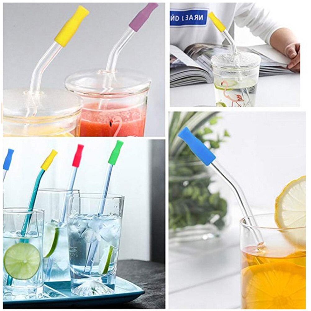 20pcs Caps Anti Burn Teeth Protector Bar Reusable Stainless Steel Straw Food Grade Accessories Silicone Tip No Rattle Cover 6mm