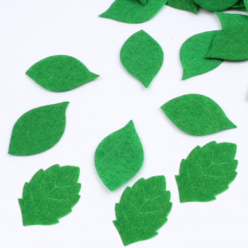 50pcs Non-woven Green Leaves Leaf Card Making Decorating DIY Handmade Sewing Crafts Felt Handcraft Applique Wall Stickers