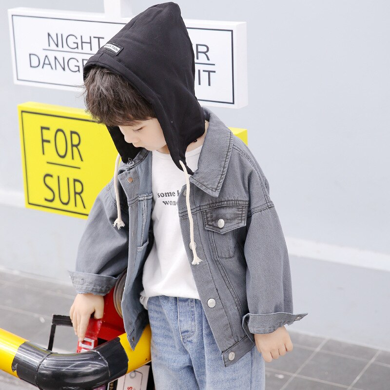 Hooded Jean Spring Autumn Coat Outerwear Top Children Clothes Kids Costume Teenage School Boy Clothing
