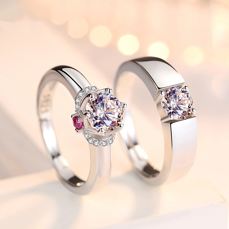 2 pièces/ensembles géométrique amour coeur Zircon anneaux appariés anneaux pour Couple promesse correspondant bague de mariage ensemble Senior concepteur bijoux: Orange