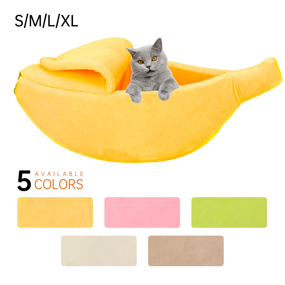 Banane forme chien chat maison litière lits maison pour tapis chenil Durable chien chiot coussin panier Portable chats fournitures