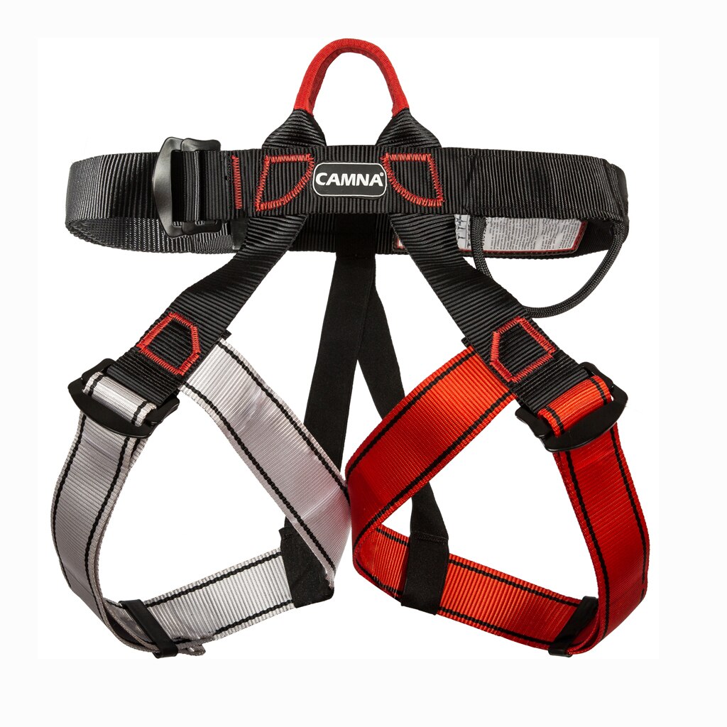 Harnais de sécurité demi-corps, ceinture d&#39;escalade d&#39;arbre, équipement de rappel, Kit d&#39;escalade, Protection contre les chutes pour hommes: Black Red Gray