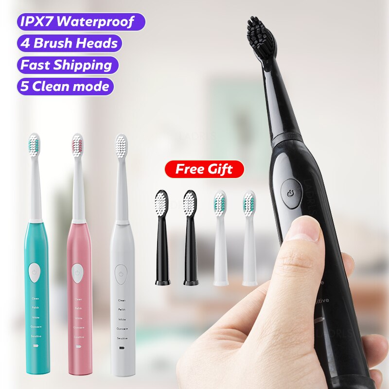 Electric Toothbrush Rechargeable 5 Modes Sonic Toothbrush with 4 Brush Head Waterproof Timer Tooth Brush Whitening For All