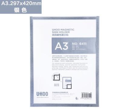 Pvc Plastic Poster Picture Paper Display Holder A5 A3 A4 Store Advertisement Sign Frame: A3 Silver