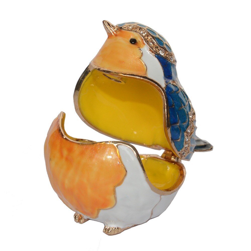 Enameled Pewter Crystal Bejeweled Robin Bird Trink... Grandado