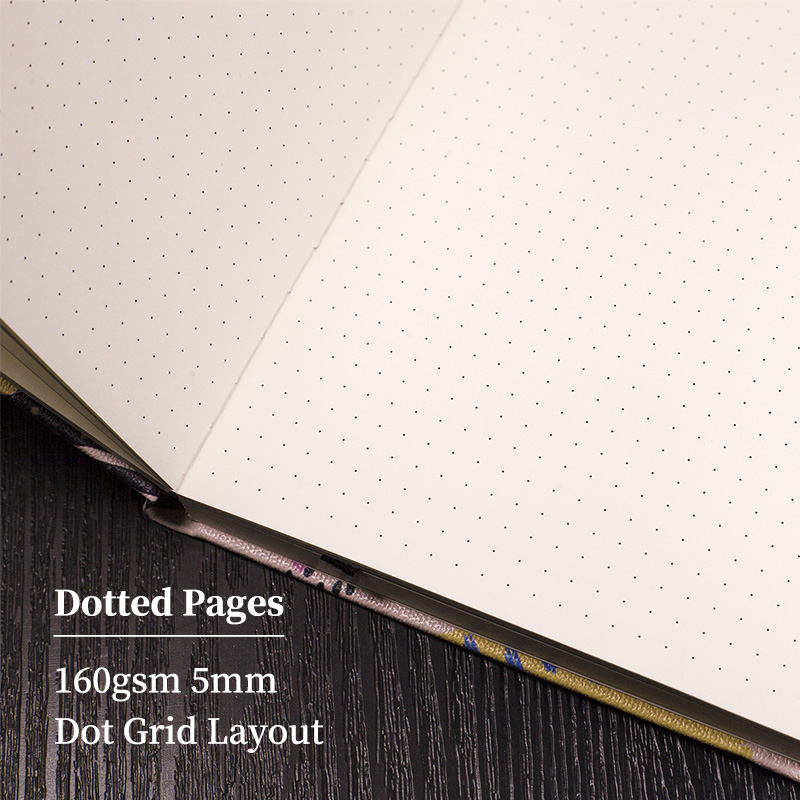 B6 160gsm Bullet Dotted Journal Vintage Flowers Hard Cover Thick Paper Travel Notebook