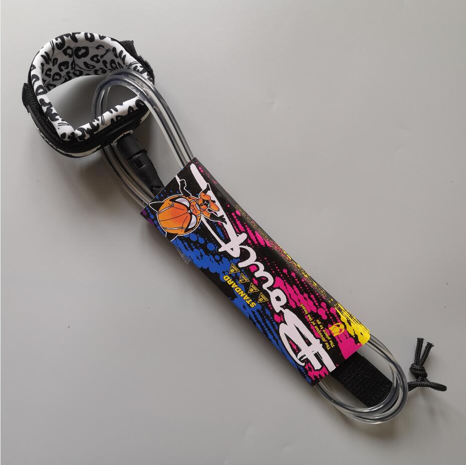 8 ft surf rope outdoor water ski surfboard foot rope TPU outdoor water sports straight rope foot leash rope: black