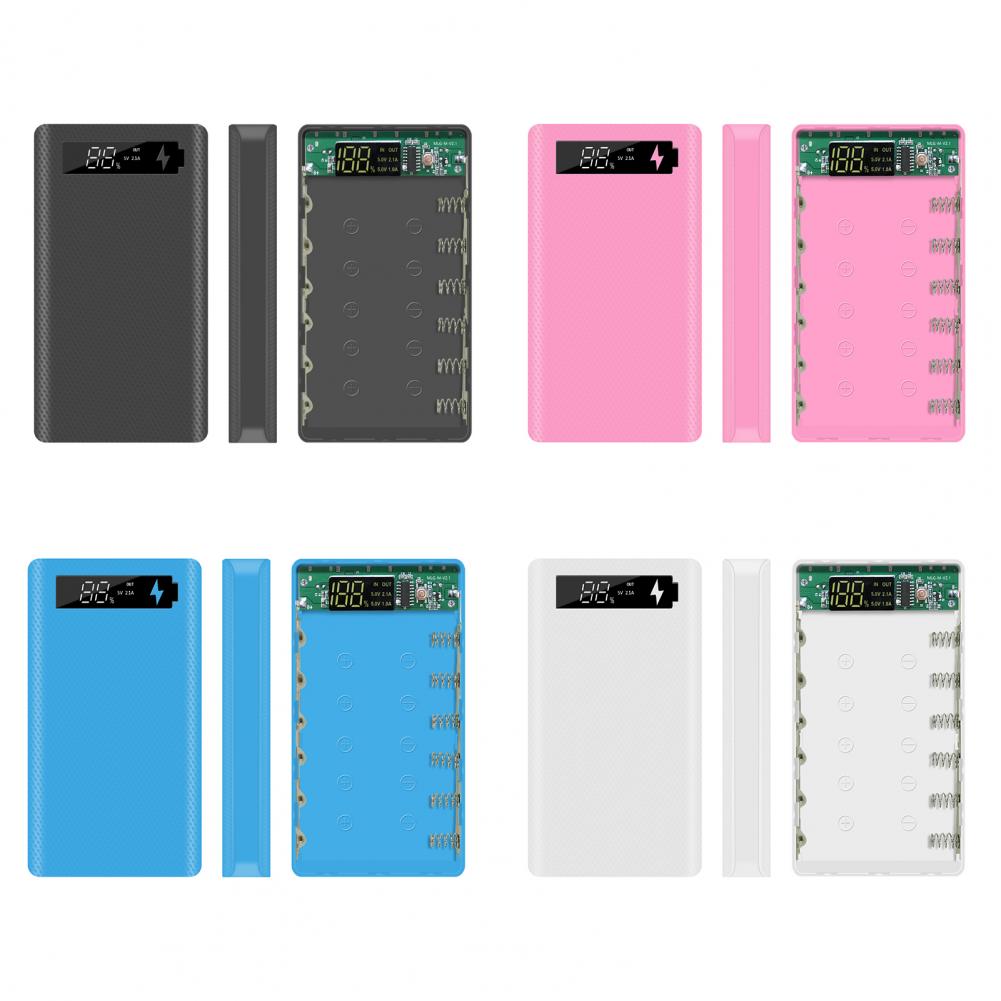 Selbstbau-powerbank-gehäuse ohne schweißen, 6 stück , 18650 akkus, typ-c-/micro-usb-anschluss, lcd-bildschirm, powerbank-gehäuse  (m6)
