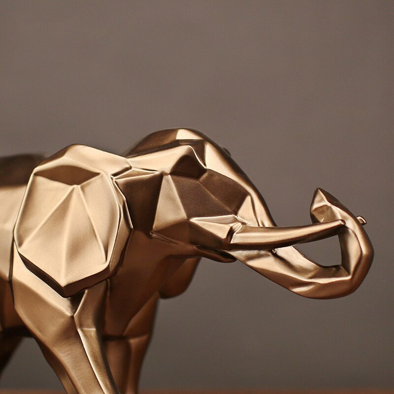 Abstrakt guld elefant statue harpiks ornamenter boligindretning tilbehør geometrisk elefant skulptur håndværk værelse