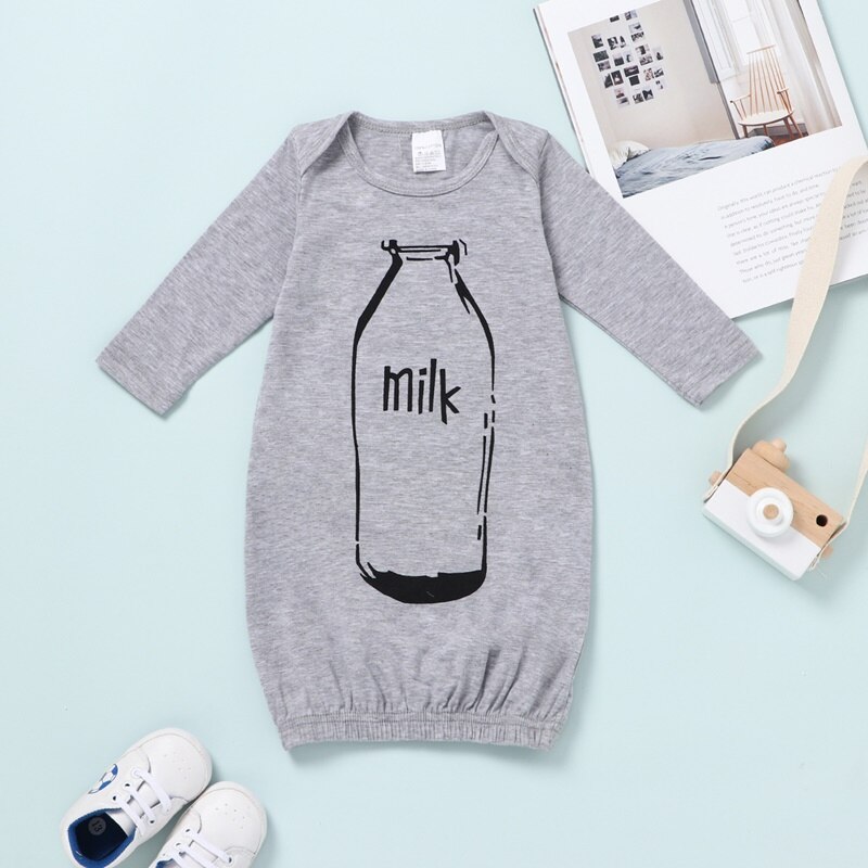 Newborn Pijamas Baby Robes Cotton Soft Casual Long Sleeve Bottle Pattern Comfortable Baby Sleepwear Autumn Spring Winter 6-24M: DR00174-huise / 80-12M