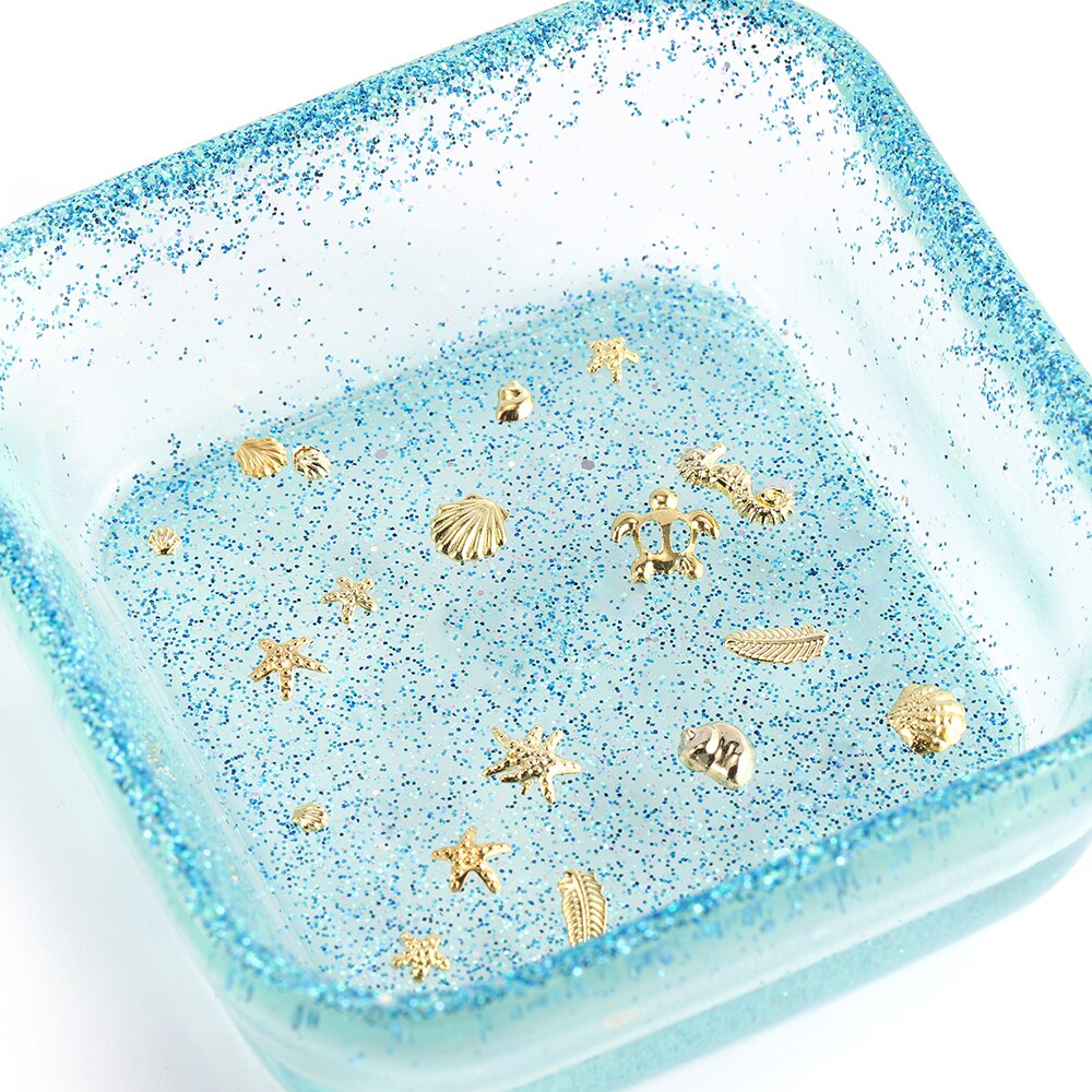 1Box Mini Heart Star Moon Gold Nail Art Glitter Metal 3D Frame Jewelry Epoxy Resin Mold Filling For DIY Crafts Making Decoration