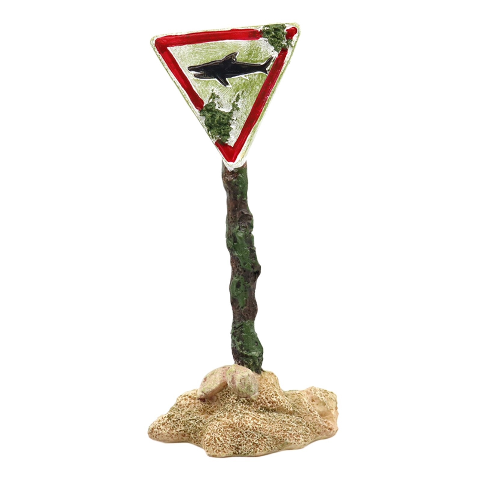 Funny Cartoon Warning Signs Aquarium Landscape Fish Tank Goldfish Decoration: Shark 6x5x12.5cm