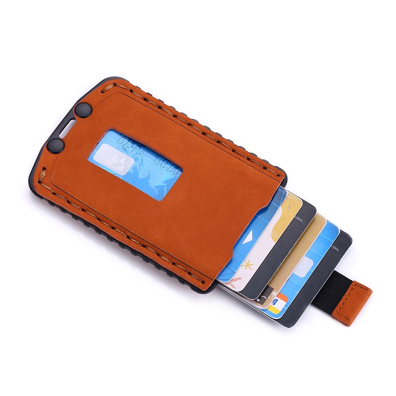 DIENQI Rfid Leather Bank Credit Card Holder Wallet Men Cardholder Case Male Pocket Slim Minimalist Wallet nederlands: Brown