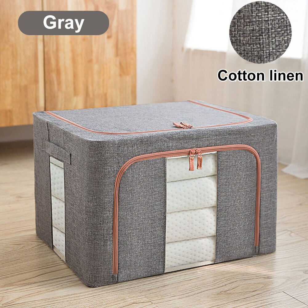 Sweater Home Zipper Space Saving Folding Steel Framework Organizer Large Capacity Clothes Storage Box With Transparent Window