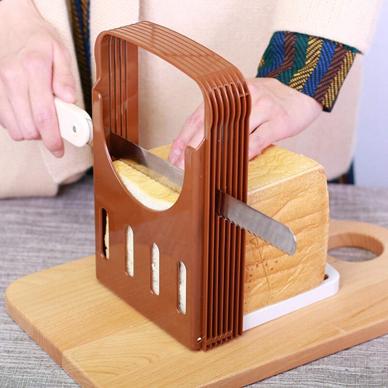 2PCS Bread Slicer Bread Machine Toast Bagel Loaf Sandwich Slicer Cutter Foldable and Adjustable Home Kitchen Accessories