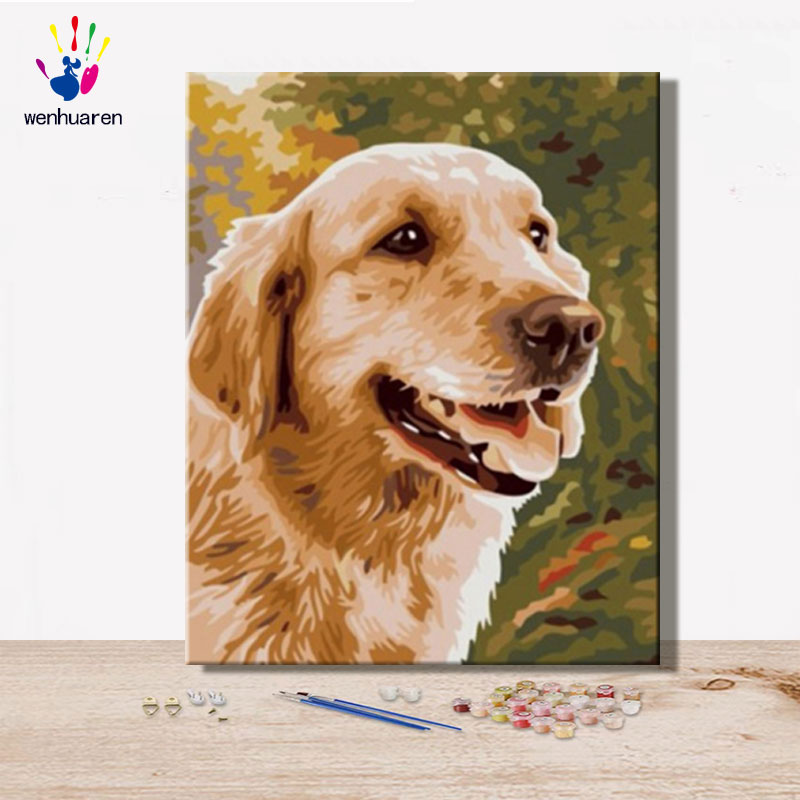 Diy paint by numbers picture drawing by numbers with kits Animal Horse dog cattle Decorative hanging painting Handmade: 21980 / 60x80 no frame