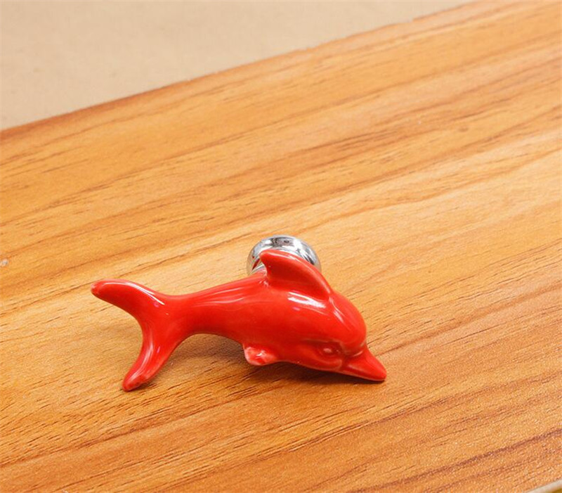 Colorful Ceramic fish Dolphin Cabinet Knobs Door Pull Handles Cupboard Drawer Wardrobe Furniture Handle Knobs: G