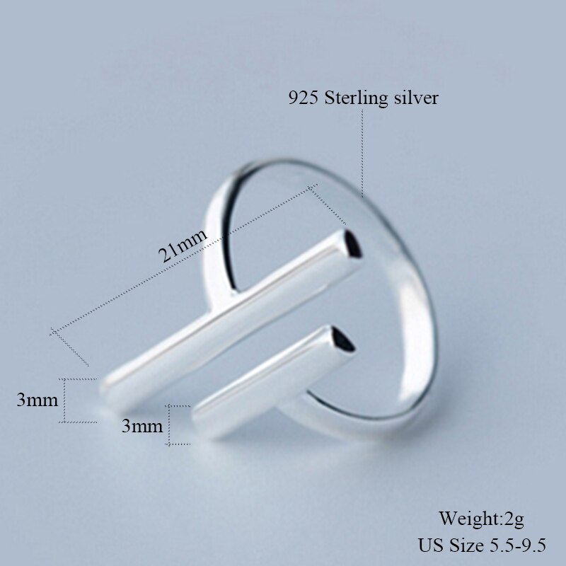 925 sterling sølv bar ring ring til kvinder smykker tilbehør bryllup forlovelsesring fest ringe