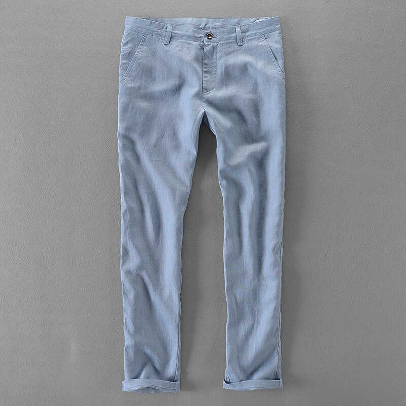 100% Pure Linnen Casual Broek Mannen Lange Broek Mannen Zakelijke Mode Broek Voor Mannen Pantalones Pantaloni Un Pantalon