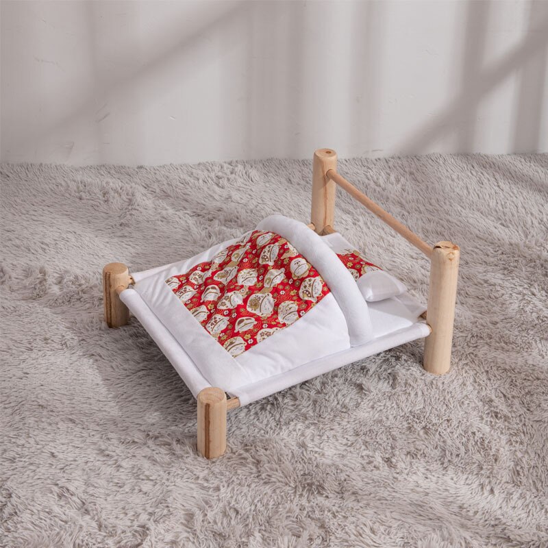 Kat Bed Houten Lounger Hangmat Winter Warm Kat Dekbed Leuke Kitten Katten Huis Huisdieren Bedden Kleine Honden Bed Vorm Kat sofa Mat Comfort: Red