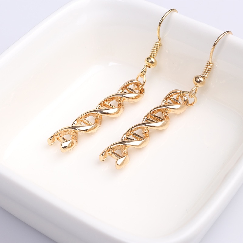 Jewelry Gold DNA Earrings Chemical Formula DNA Molecular Earrings Women&amp;Girls brincos