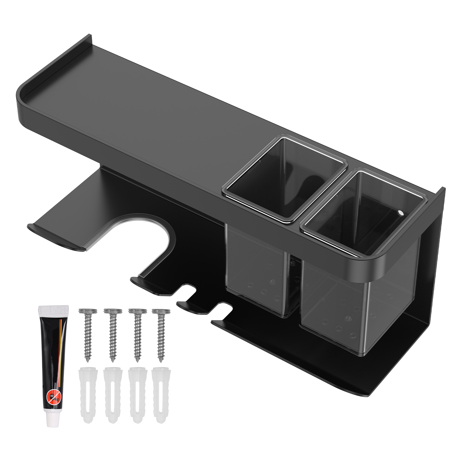 Soporte para secador de pelo, soporte de pared para secador de baño, organizador, estante, ducha, inodoro, soplador, colgador de secador de pelo de aluminio
