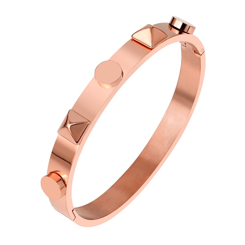 Luksus mærke rustfrit stål guld farve stor nitte armbånd armbånd til mænd kvinder bryllup fest smykker