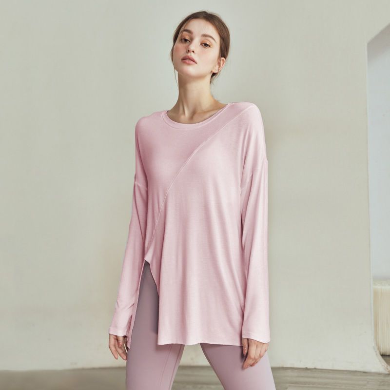 Sportliche damenbluse, locker fallend, figurformend, langärmelig, für sport, freizeit, laufen, pilates, fitness und yoga: A