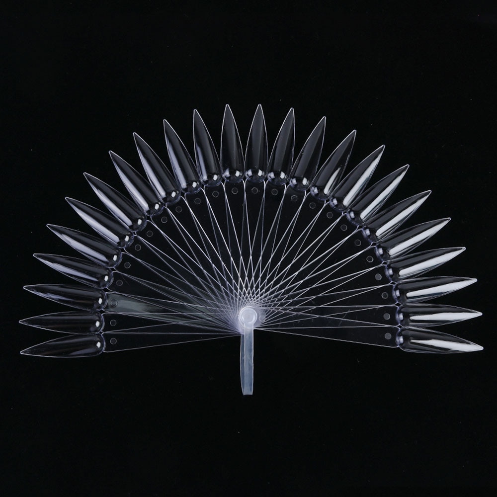 24Pcs Clear Natuur Wit False Nail Tips Display Sample Uv Gel Polish Praktijk Fan Board Nail Art Tool Manicure SA1503-1: TRANSPARENT