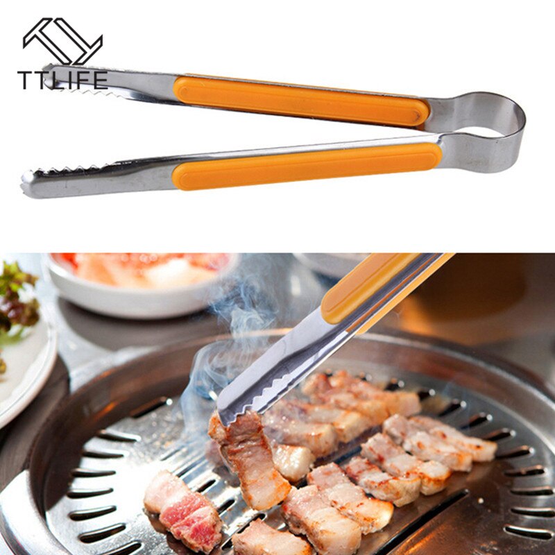 Ttlife rustfrit stål køkken tænger bbq tang mini grill grill mad klip is tang kød salat toast tang tang tilbehør