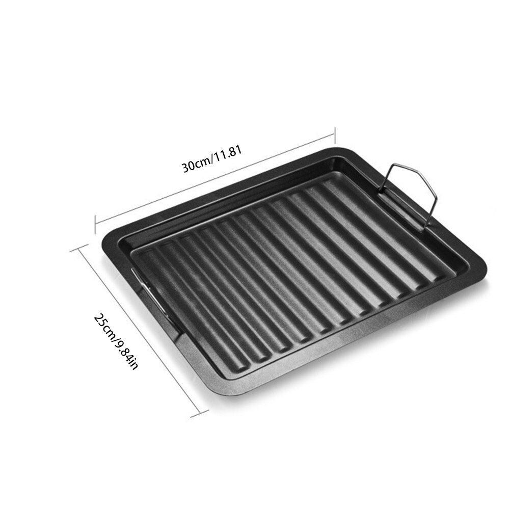Stainless Steel Steak Frying Pan Korean Non-stick Frying Pan BBQ Grill Pan Cast Iron BBQ Plate Outdoor Charcoal Barbecue Plate
