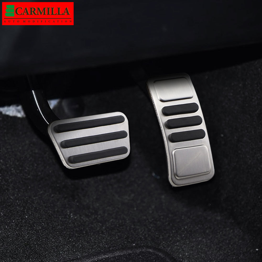 Carmilla 2 Stks/set Rvs Auto Pedaal Cover Voor Ford Mustang - Accessoires Gas Brake Pad Bescherming Pedalen