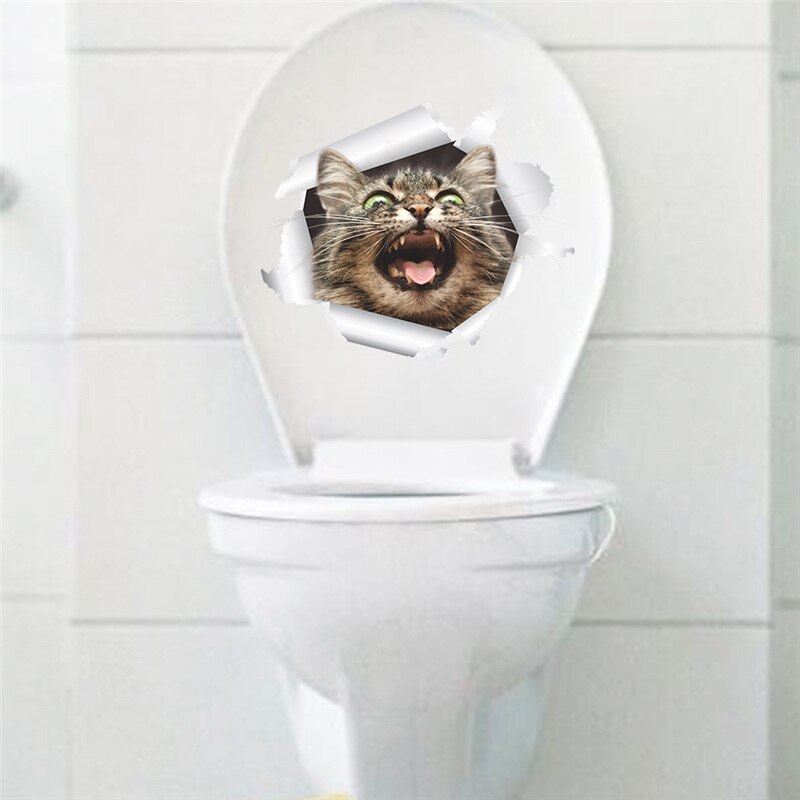 Nette Katze Hund Wc Aufkleber Dekoration Diy Lustige Karikatur Ebene Wc Wandbild Kunst lebendig 3d Kätzchen Welpen Safari Pvc Zauberstab Aufkleber: 10 14199