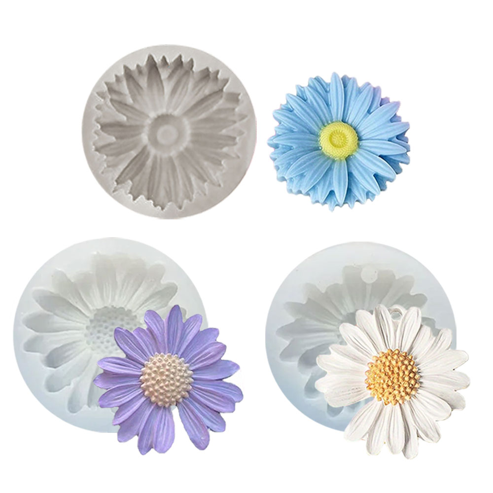 Molde de vela perfumada de silicona con forma de Margarita, vela de girasol, molde artesanal de resina para decoración de coche DIY, de pegamento de goteo de crisantemo hechos a mano