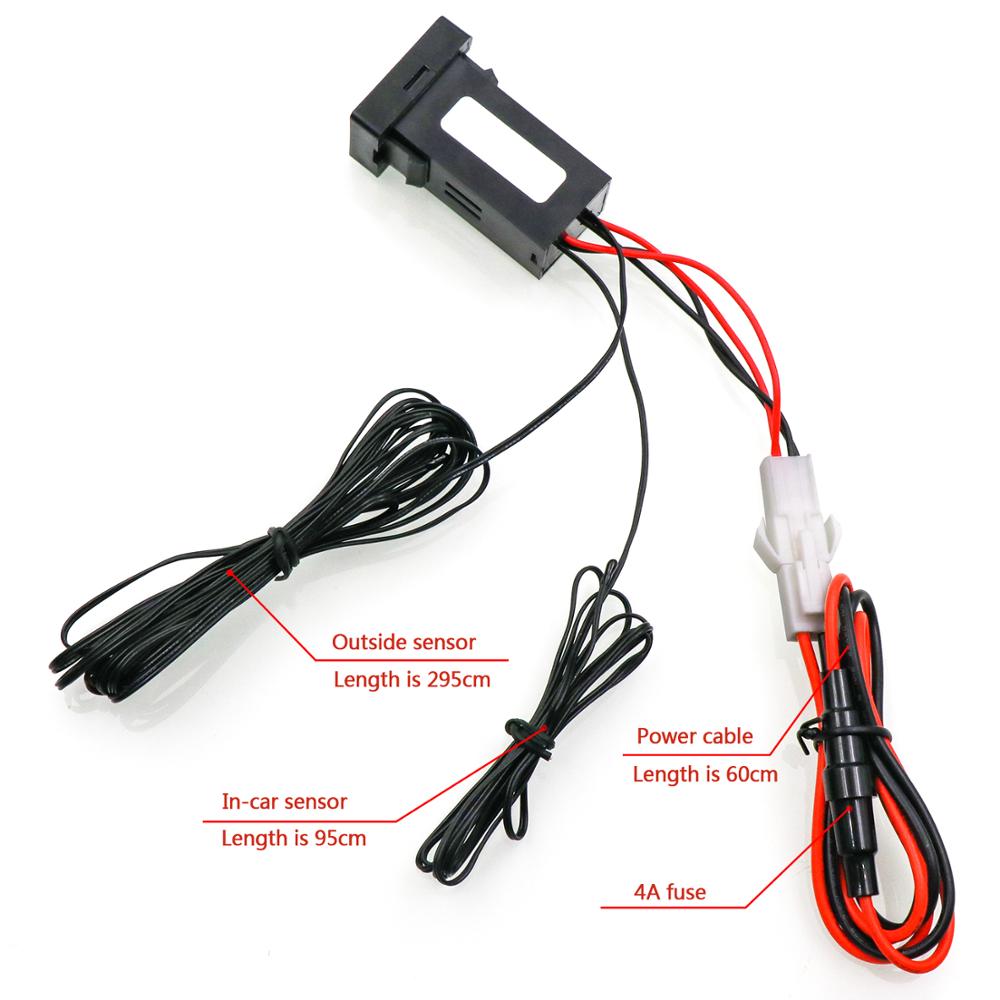 Car internal/external temperature display, dual temperature sensors use for TOYOTA Hilux VIGO,Coaster,Corolla ex,Yaris