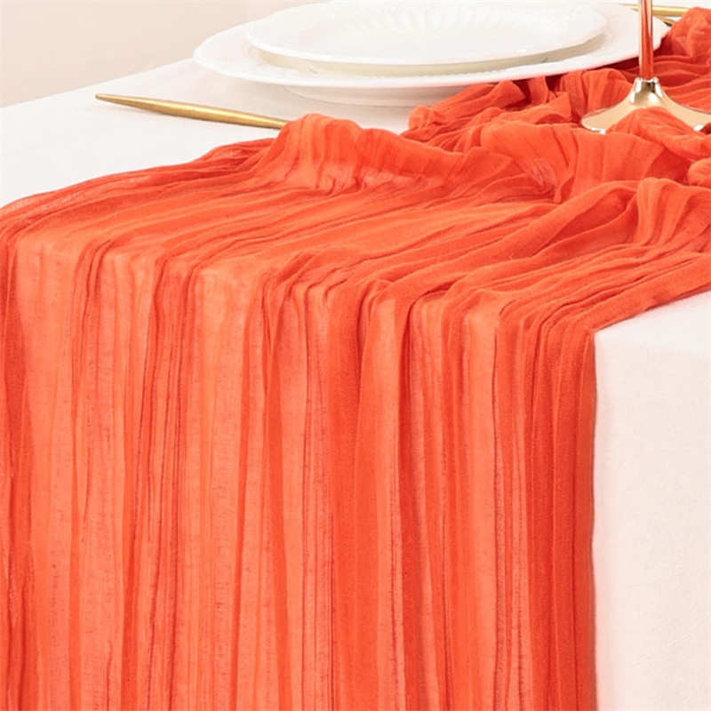 2 Stück pro Los Tischläufer im böhmischen Stil, , faltiges Bali-Garn, zerknitterte Tischfahne, Innenraum, Party, Hochzeit, Dekoration: violet